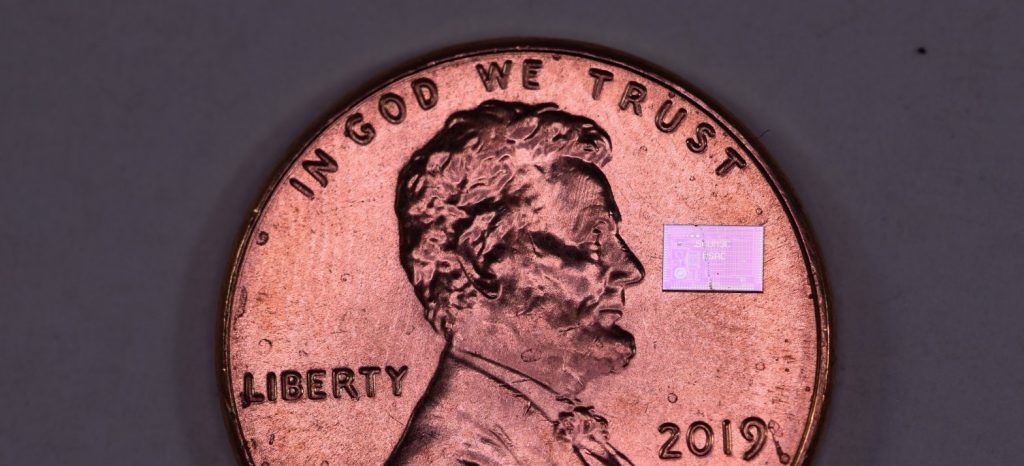 single chip micromote on a penny